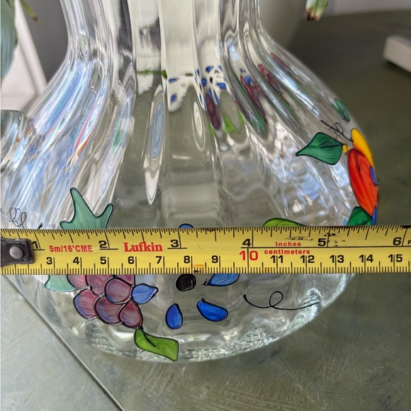 Floral Glass Pitcher with Gold Rim - Picture 7 of 7